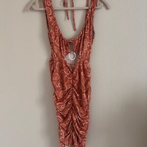 SHEIN Rust Paisley Mini Dress
